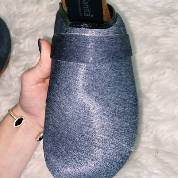 Women's Sanita blue hide clogs - Picture 2 of 5